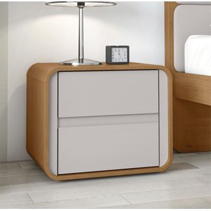 Mesa de Cabeceira Loop 2 Gavetas Amendoa Clean/off White - Móveis Lopas