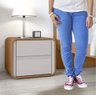 Mesa de Cabeceira Loop 2 Gavetas Amendoa Clean/off White - Móveis Lopas - 2