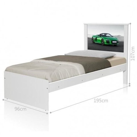 Cama Solteiro com Cabeceira Carro Sport Verde