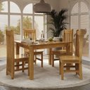 Ver imagem 1 de Conjunto com Mesa de Jantar 120cm Retangular e 4 Cadeiras 100% Madeira Maciça Nimes Espresso Móveis Marrom/Nogueira