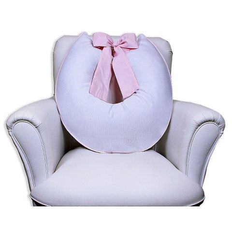 Almofada Amamentação com Laço - Branca com Rosa