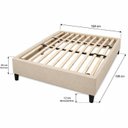 Ver imagem 2 de Cama Box Queen Size 158 x 198cm, 100% Madeira, Tecido Blindado com Veludo Bege