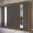 Ver imagem 1 de Guarda Roupa Casal 8 Portas 4 Gavetas Master New com Espelho e Pés e Cabeceira Casal Loanda com Gave