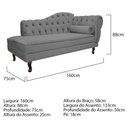 Ver imagem 3 de Kit Diva Recamier Diana 160cm Lado Esquerdo e 02 Poltronas Julia Suede - Doce Sonho Móveis Cinza