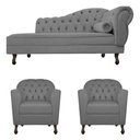 Ver imagem 6 de Kit Diva Recamier Diana 160cm Lado Esquerdo e 02 Poltronas Julia Suede - Doce Sonho Móveis Cinza