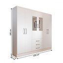 Ver imagem 5 de Guarda-roupa Solteiro Vigo 6 Portas 3 Gavetas com Espelho Branco - Panorama Móveis