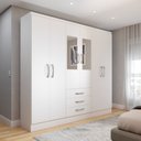 Ver imagem 1 de Guarda-roupa Solteiro Vigo 6 Portas 3 Gavetas com Espelho Branco - Panorama Móveis