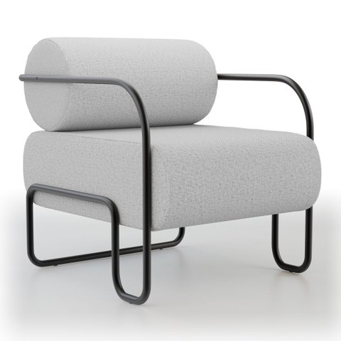 Poltrona Decorativa Orgânica Living Miska Linho Cinza Claro - Desk Design