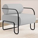 Ver imagem 2 de Poltrona Decorativa Orgânica Living Miska Linho Cinza Claro - Desk Design