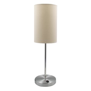 Kit 2 Abajur Luminária Redondo de Mesa para Quarto Escovado Interruptor com Cúpula Bege