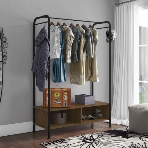 Guarda-Roupa Closet de Ferro Milão Espresso Móveis Demolição/Preto Marrom/Branco