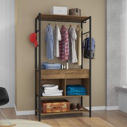 Guarda-roupa Closet de Ferro Paris Espresso Móveis Demolição/Preto - 1