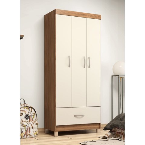 Guarda Roupa Prince 75cm 3 Portas 1 Gaveta - Amendola Touch/ Off White Demóbile