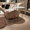 Ver imagem 4 de Kit 2 Mesas Laterais Centro Canto Jade Tampo Mdf Pés Metal Rose Gold-off White