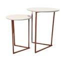 Ver imagem 1 de Kit 2 Mesas Laterais Centro Canto Jade Tampo Mdf Pés Metal Rose Gold-off White