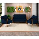 Ver imagem 2 de Kit Namoradeira 135cm e 2 Poltronas Decorativas Capitonê Lapa M22 Veludo Azul Marinho - Mpozenato