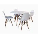 Ver imagem 6 de Jogo Mesa 4 Cadeiras Brancas 90 Cm Base Madeira Tampo Branco Cor: Branco