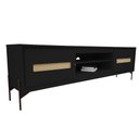 Ver imagem 1 de Rack Sala Tv até 75 Polegadas Paraty 180 Cm Laca Pés Metal Palhinha Preto