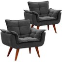 Ver imagem 2 de Kit 2 Poltronas Opala Decorativas Sued Grafite - Kimi Design