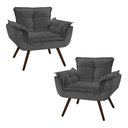 Ver imagem 4 de Kit 2 Poltronas Opala Decorativas Sued Grafite - Kimi Design