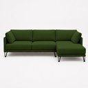 Ver imagem 5 de Sofá Sala de Estar Atena Chaise Direito Pés de Ferro 284cm 5 Lugares Linho Verde M1 - Monari Design
