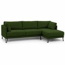 Ver imagem 1 de Sofá Sala de Estar Atena Chaise Direito Pés de Ferro 284cm 5 Lugares Linho Verde M1 - Monari Design