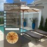 Guarda Sol Ombrelone Piscina Sombreiro Praia 100% Madeira 3m:Creme - 7