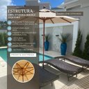 Ver imagem 7 de Guarda Sol Ombrelone Piscina Sombreiro Praia 100% Madeira 3m:Creme