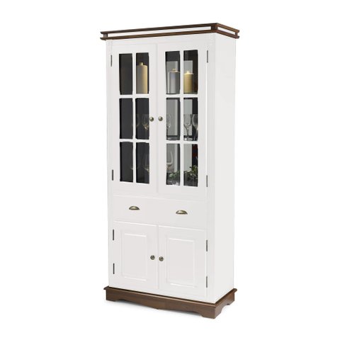 Cristaleira Manchester 4 Portas 1 Gaveta C/ Espelho - 2040el Mmj-lz Lz-branco/imbuia