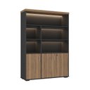 Ver imagem 3 de Estante para Escritório com Luz de LED 3 Portas com Chave Tamburato Marrom/Nogal/Preto Artany