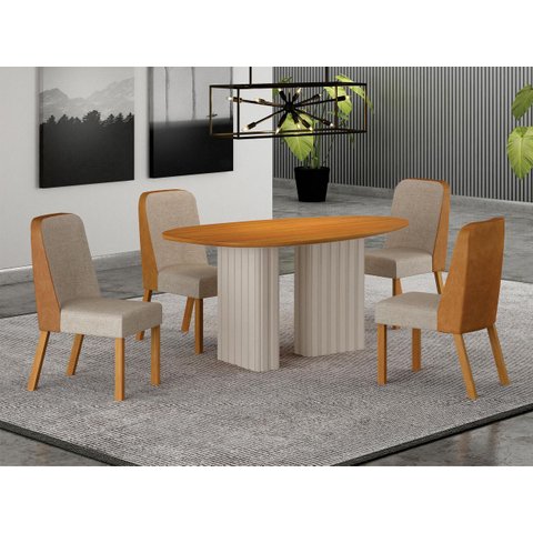 Conjunto Jantar 4 Cadeiras Maciça 1,35x90 Iza - Arbo Design