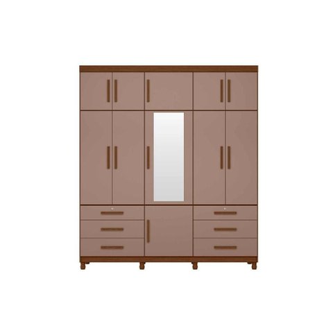 Roupeiro Triton Plus 11 Portas e 6 Gavetas - Nogueira Cappuccino - Albatroz