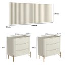 Ver imagem 3 de Conjunto Cabeceira Casal Bend 280cm com 2 Mesas Luna com Dourado MDF Casa Lar Shop