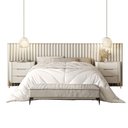 Ver imagem 4 de Conjunto Cabeceira Casal Bend 280cm com 2 Mesas Luna com Dourado MDF Casa Lar Shop