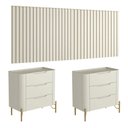 Ver imagem 2 de Conjunto Cabeceira Casal Bend 280cm com 2 Mesas Luna com Dourado MDF Casa Lar Shop