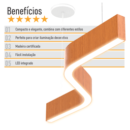 Lustre Madeira Grande Comprido Linear Z Slin 92cm - Snk 03 - Jequetiba - 3000k - 7