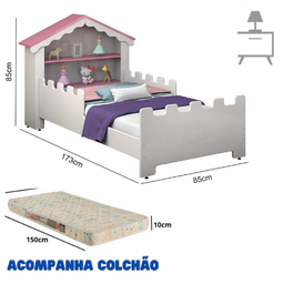 Cama Infantil de Princesa Magia com Colchão Branco/ Rosa - 5