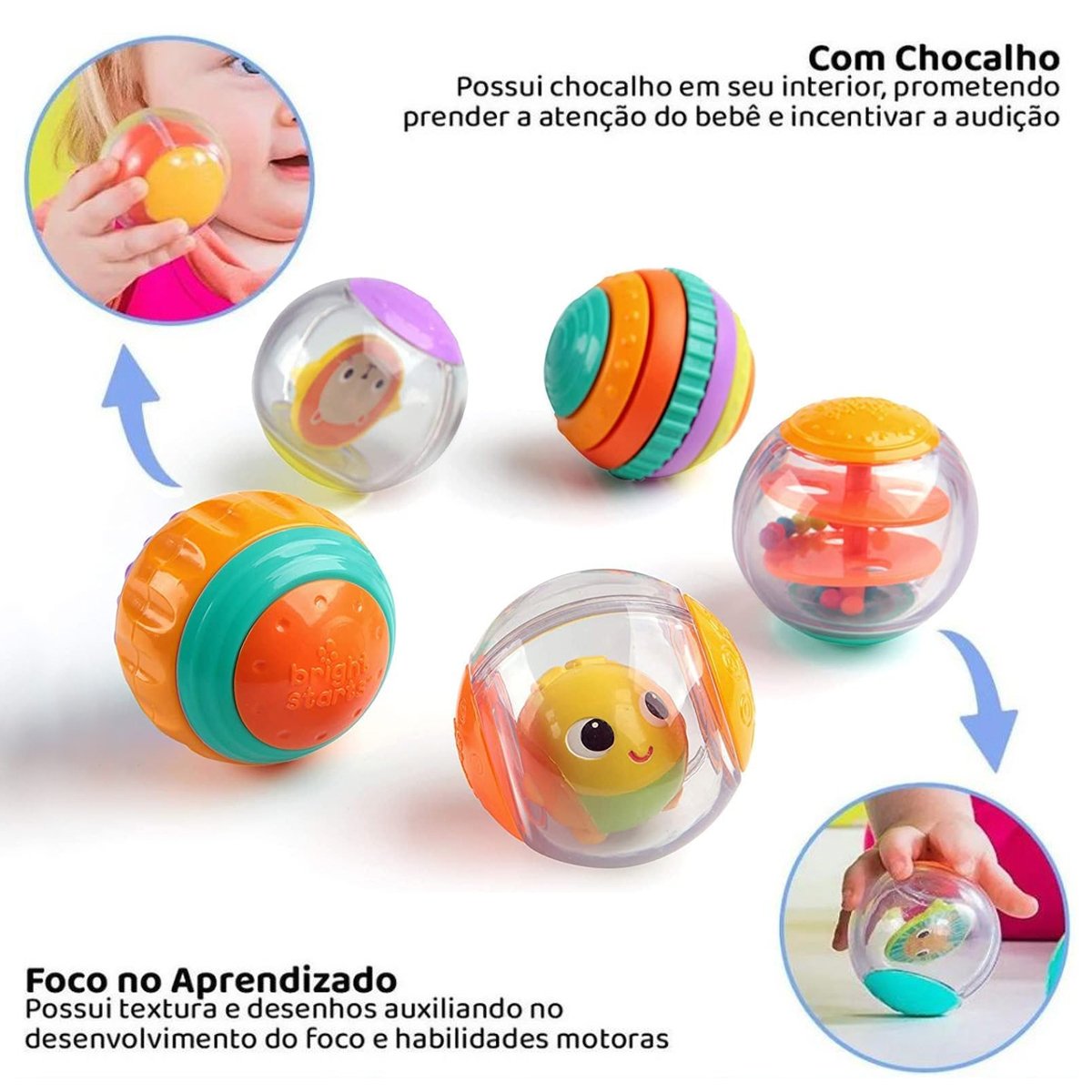 Chocalho Bolinhas Shake & Spin Activity Balls - Bright Starts - 2