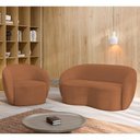 Ver imagem 2 de Sofá 2 Lugares Living 160cm e 1 Poltrona Giratória Garbin K04 Bouclê Terracota - Mpozenato