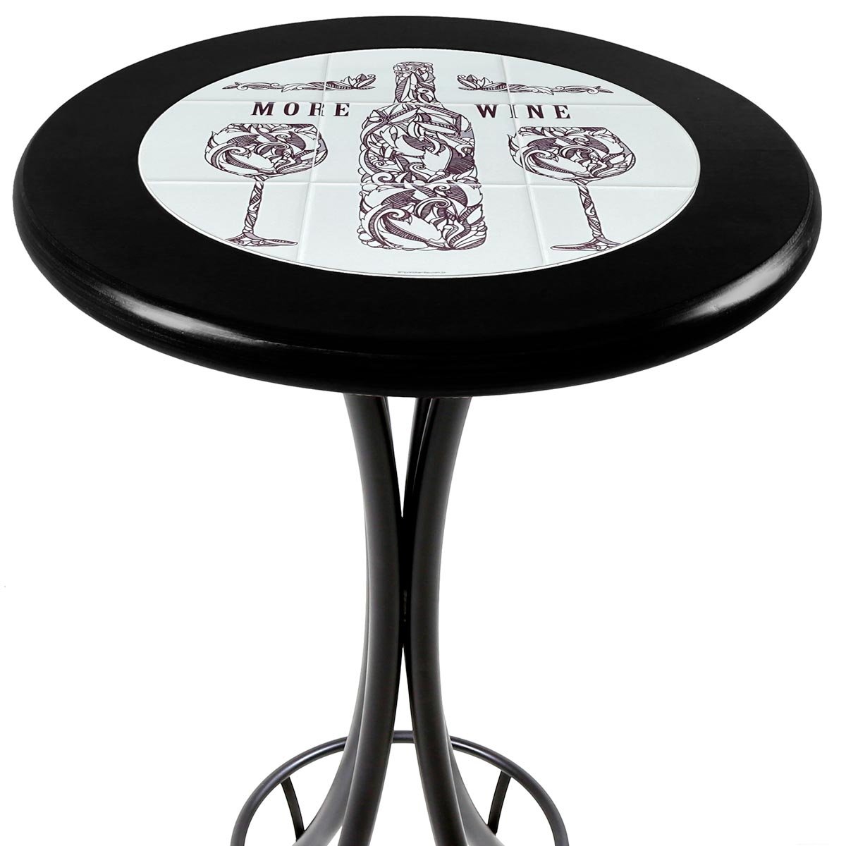 Mesa Madeira Azulejo 60cm - Bistrô Fixa 98cm - Preta - More Wine