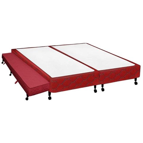 Cama Box Base c/Auxiliar Queen Poli Tecido Wine (158x198x27) - Castor