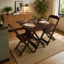 Ver imagem 2 de Jogo de Mesa 70x70 com 2 Cadeiras e Mesa Aparador para Area Gourmet - Imbuia