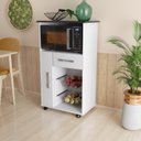 Ver imagem 1 de Balcão Alto Fruteira P/ Microondas P/ Forno Elétrico com Rodinhas Atl. 1 Porta + Gaveta Cor Branco B