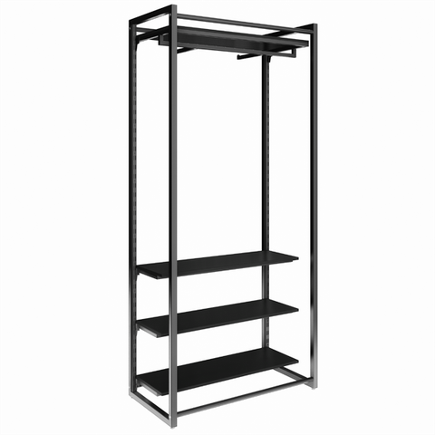 Conjunto Estante Com Prateleira De Cremalheira Central Com 4 prateleiras e 1 cabideiro 94 cm Comac -