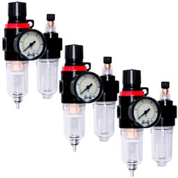 3 Filtros de Ar Eliminador Água e Lubrificador Regulador de Pressão Manômetro 1/4 Rotta 376 Afc-2000 - 1