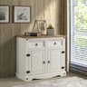 Balcão Buffet de Madeira Maciça com 2 Portas e 2 Gavetas Branco Lavado - 4