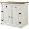 Balcão Buffet de Madeira Maciça com 2 Portas e 2 Gavetas Branco Lavado - 1