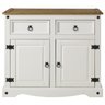 Balcão Buffet de Madeira Maciça com 2 Portas e 2 Gavetas Branco Lavado - 3