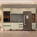 Ver imagem 1 de Cozinha Koya 5 Peças 306,8x214cm Armários Aéreos Torre Quente Paneleiro Balcão Verde 250031