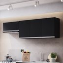 Ver imagem 1 de Conjunto de Armários Aéreo Cozinha Planejada Lux 120cm e 70cm 100% Mdf Preto Tx Fosco - Desk Design
